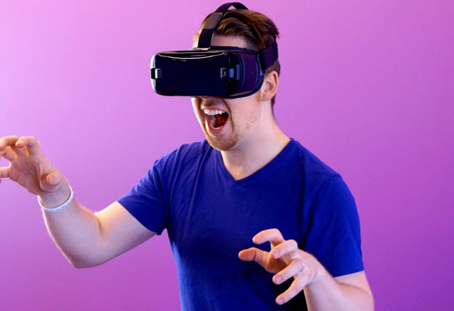 person using an interactive VR technology